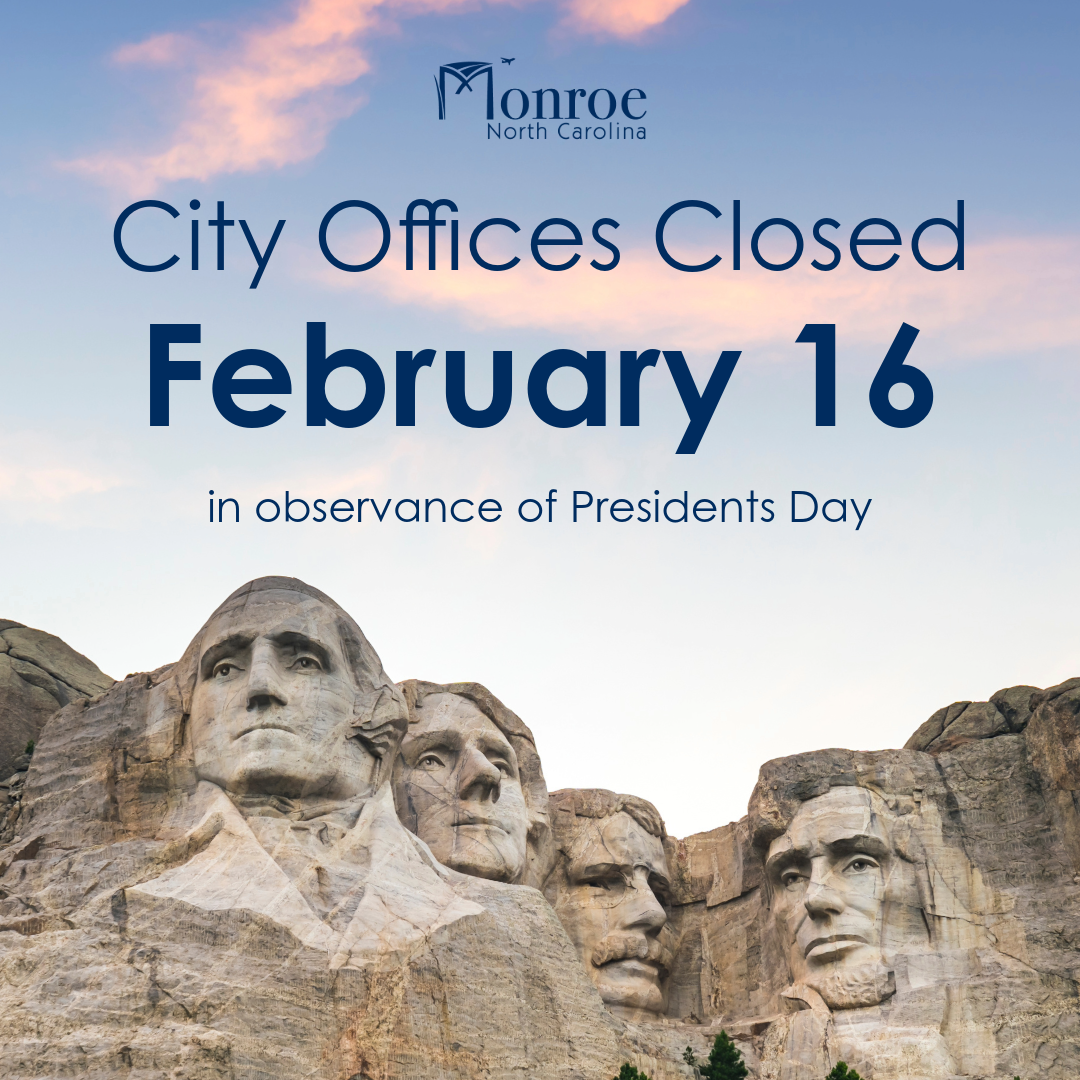 City offices will be closed on February 16.
