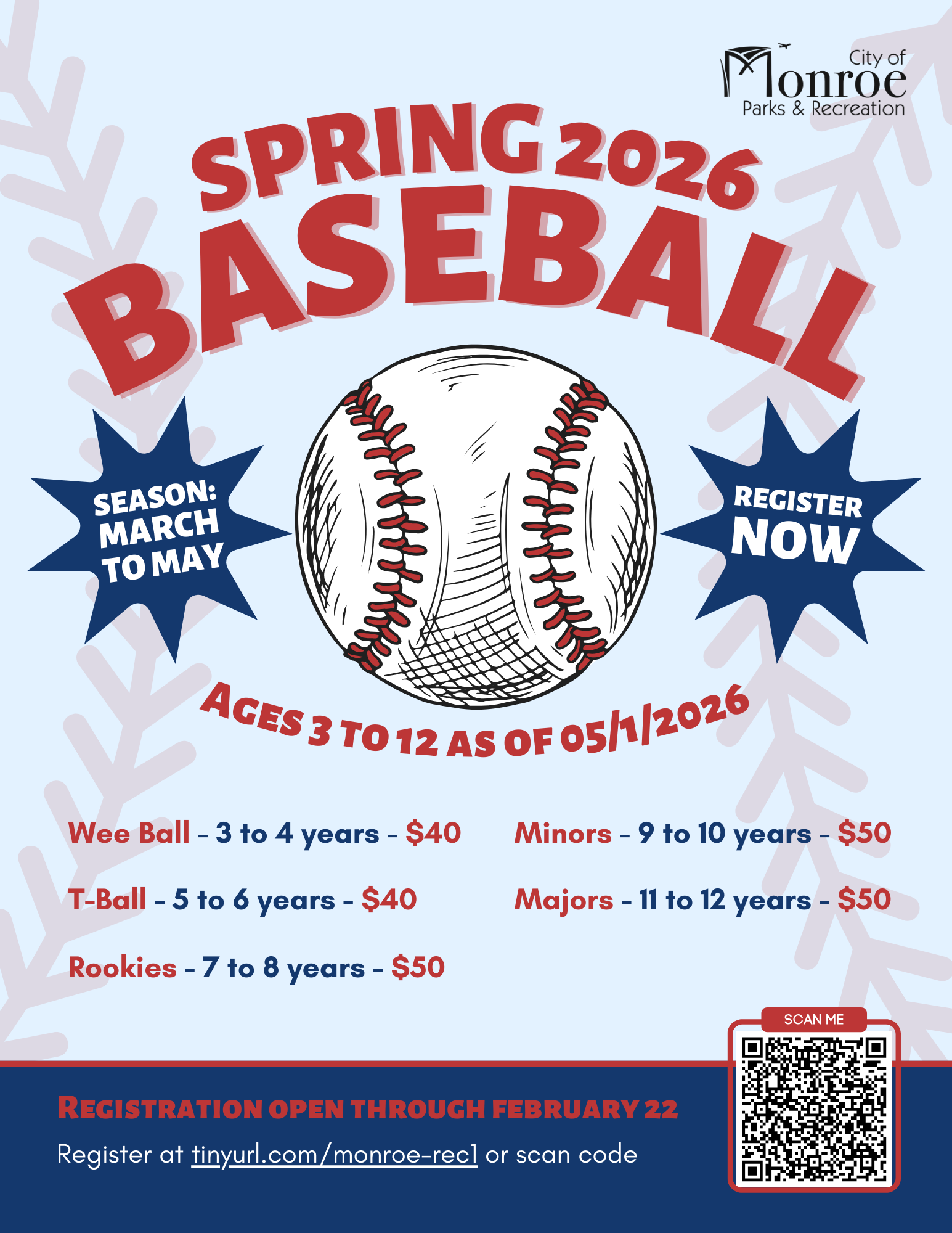 Register for the 2026 baseball season on Rec1.